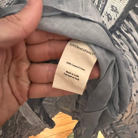 LoveShackFancy Norma Dress Washed Denim Blue size 0 $595 NWT's Embroidered - Picture 7 of 16